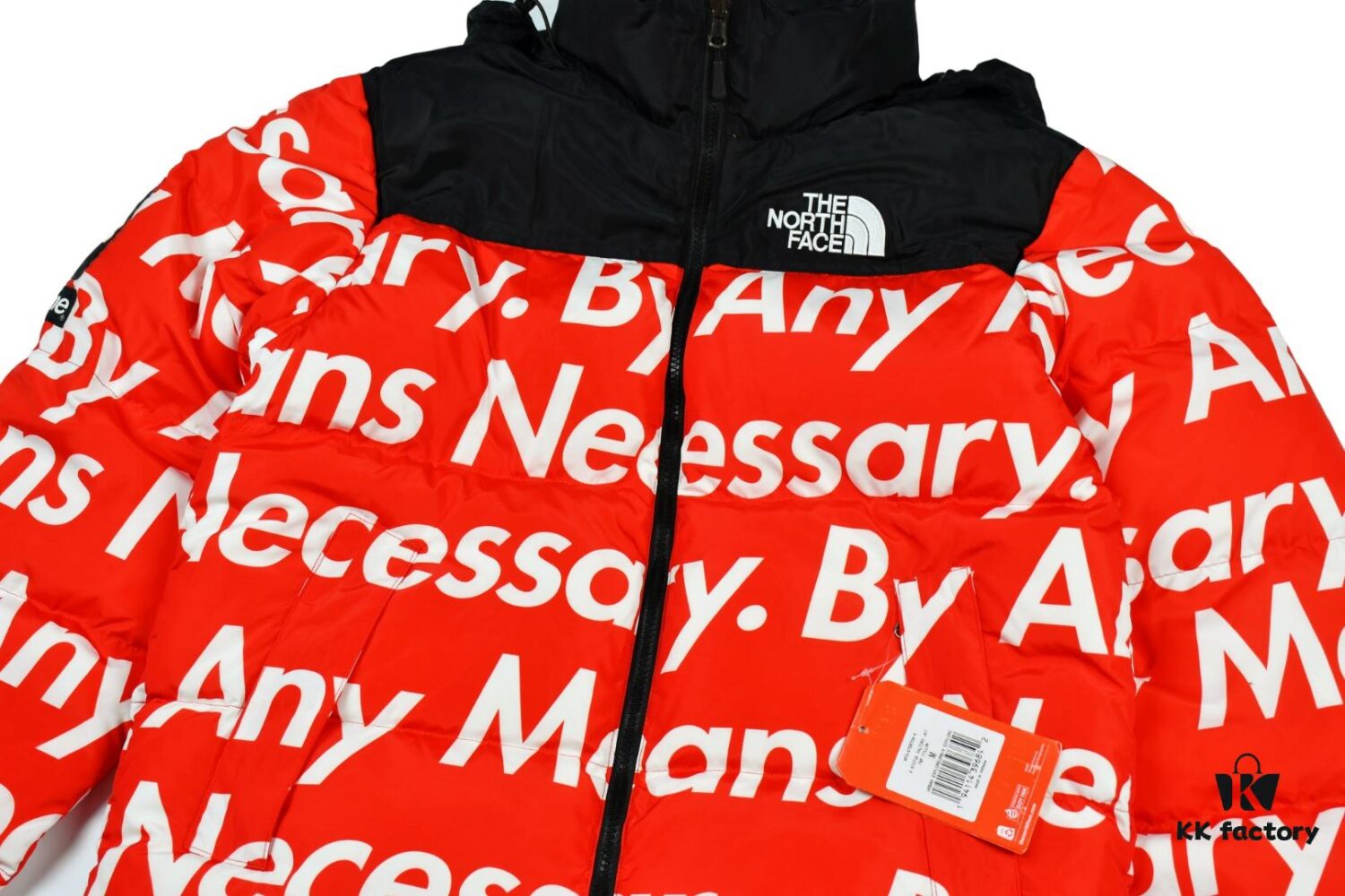 Supreme x The North Face TNF 15FW By Any Means Collaboration Down Jacket (Full Alignment Letters) with Hidden Hood
