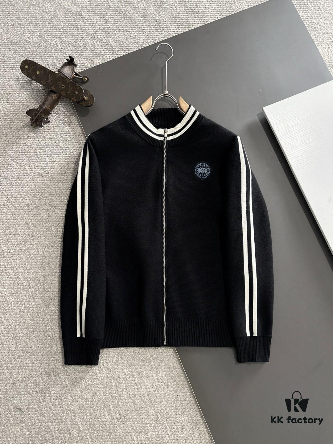 6931a305ccd8ab3d7af972fa Canada Goose 2024 Autumn-Winter New Lapel Cardigan Sweater, Premium Wool Blend Knitwear with Embroidered Logo, Fashionable Tailored Fit