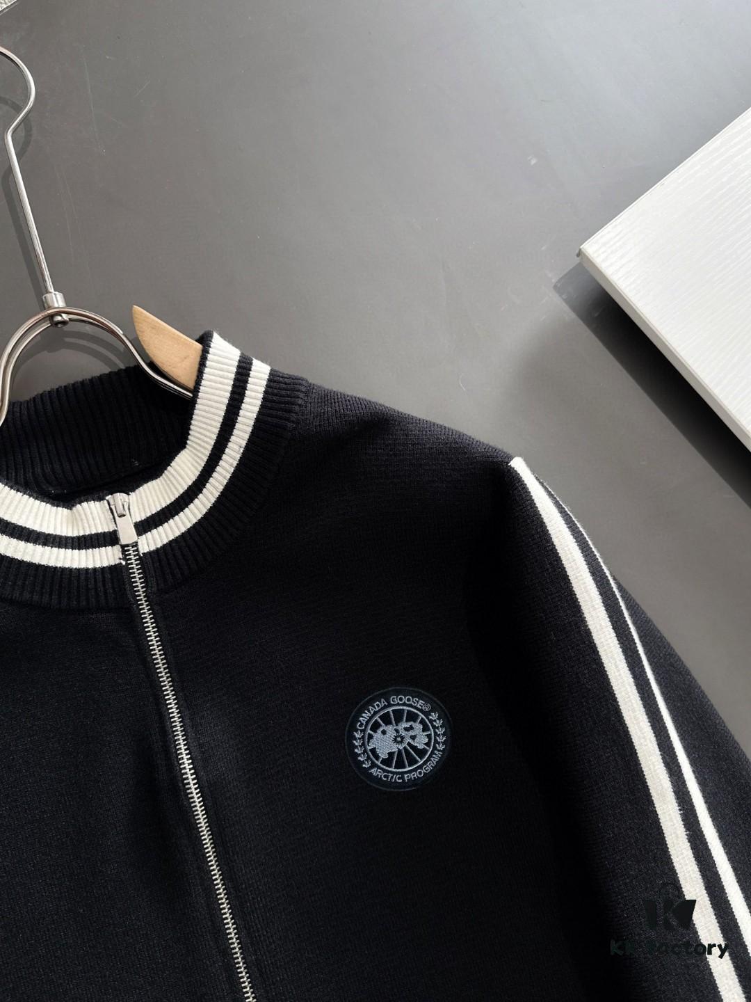 6931a305ccd8ab3d7af972fb Canada Goose 2024 Autumn-Winter New Lapel Cardigan Sweater, Premium Wool Blend Knitwear with Embroidered Logo, Fashionable Tailored Fit