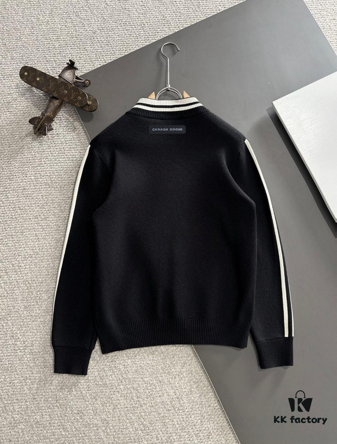6931a305ccd8ab3d7af97301 Canada Goose 2024 Autumn-Winter New Lapel Cardigan Sweater, Premium Wool Blend Knitwear with Embroidered Logo, Fashionable Tailored Fit