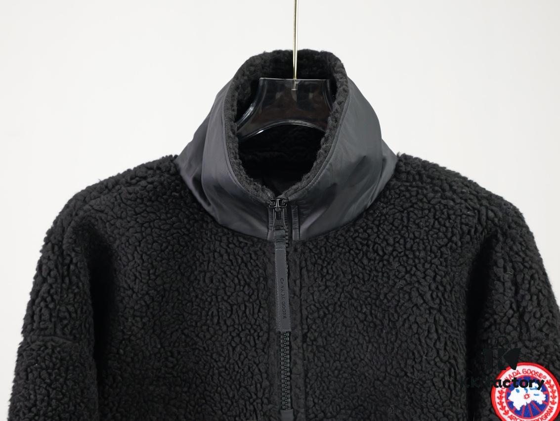 6931a317ccd8ab3d7af97452 Canada Goose Simcoe Fleece Zip-Up Jacket in Apricot and Black