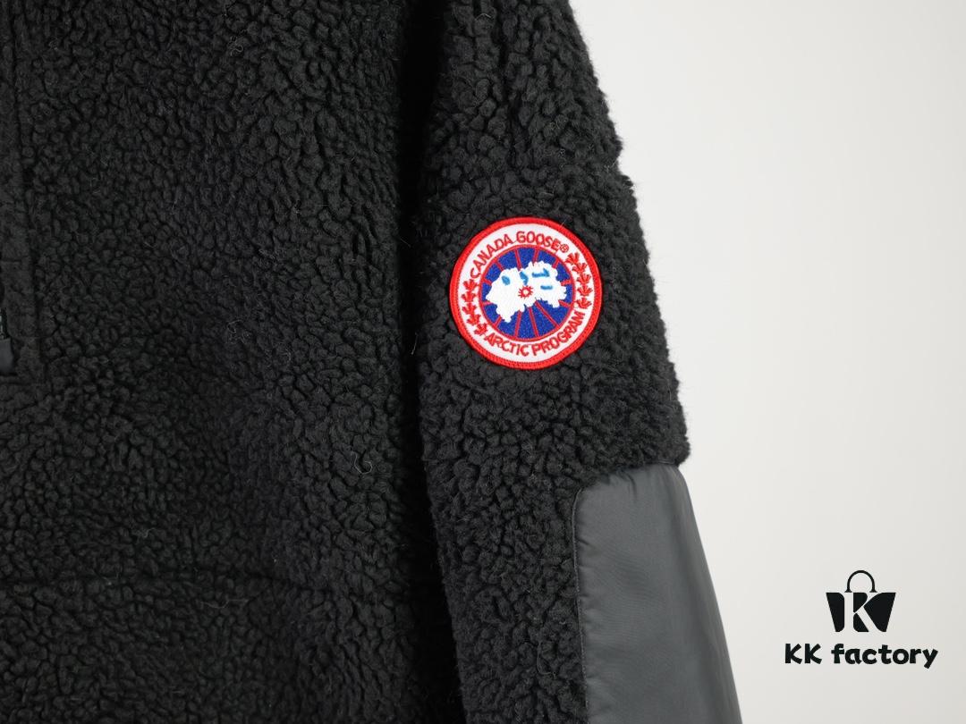 6931a317ccd8ab3d7af97455 Canada Goose Simcoe Fleece Zip-Up Jacket in Apricot and Black