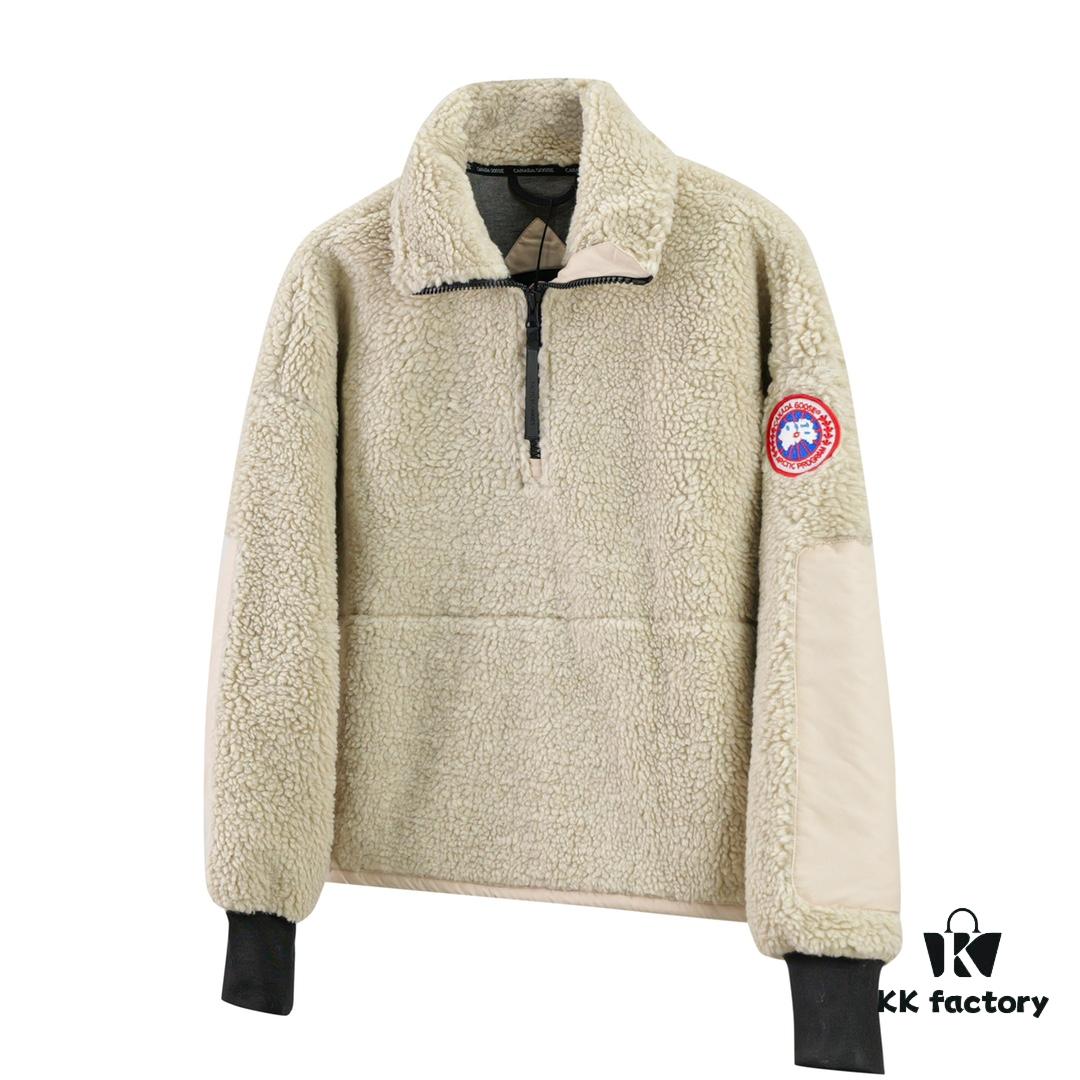 6931a317ccd8ab3d7af9745c Canada Goose Simcoe Fleece Zip-Up Jacket in Apricot and Black