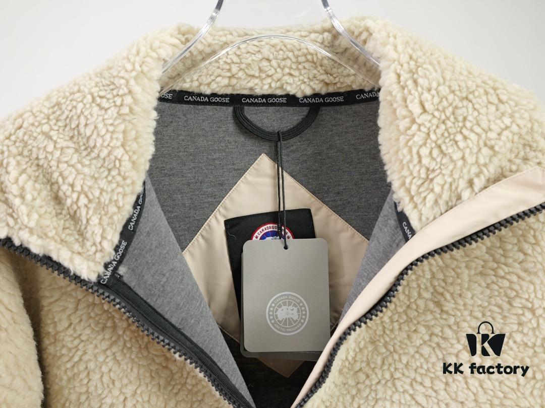 6931a318ccd8ab3d7af97461 Canada Goose Simcoe Fleece Zip-Up Jacket in Apricot and Black