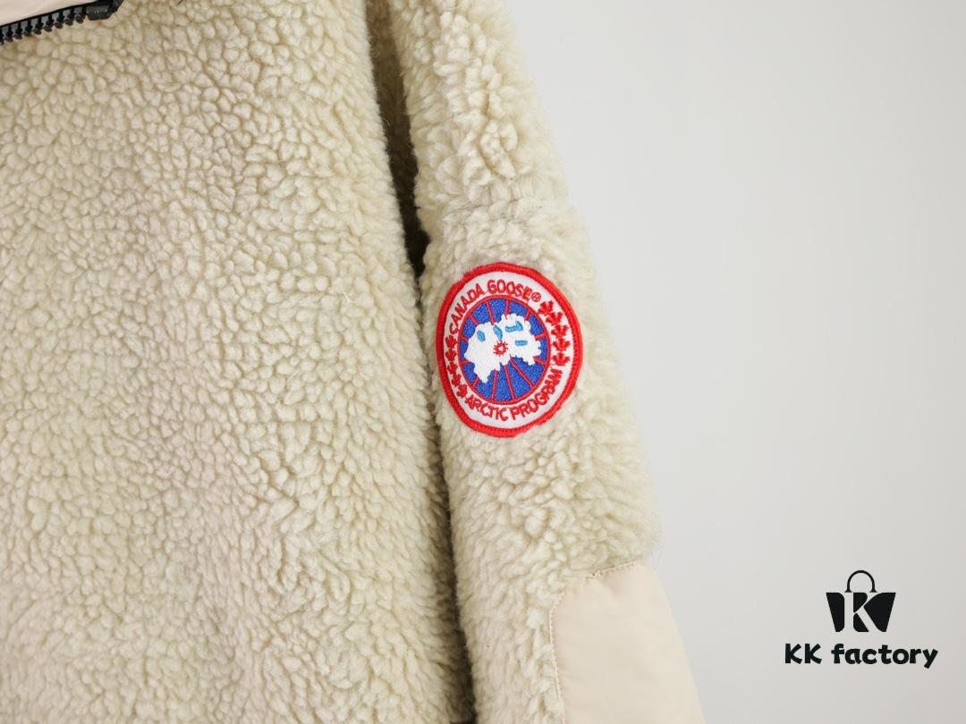 6931a318ccd8ab3d7af97462 Canada Goose Simcoe Fleece Zip-Up Jacket in Apricot and Black