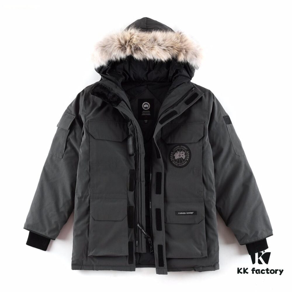 6931a32bccd8ab3d7af975c2 Canada Goose Expedition Parka 08 Model Graphite Gray Black Logo White Base