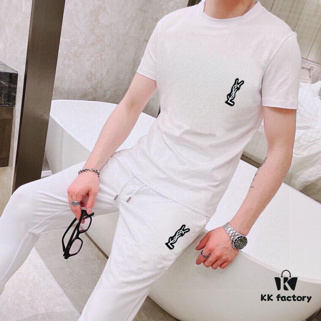 6931a344ccd8ab3d7af9779d YSL Saint Laurent Men's Double Mercerized High-Quality Cotton Summer Suit Set, Imported Premium Fabric, Fashion Trend Style, Versatile and Elegant Design
