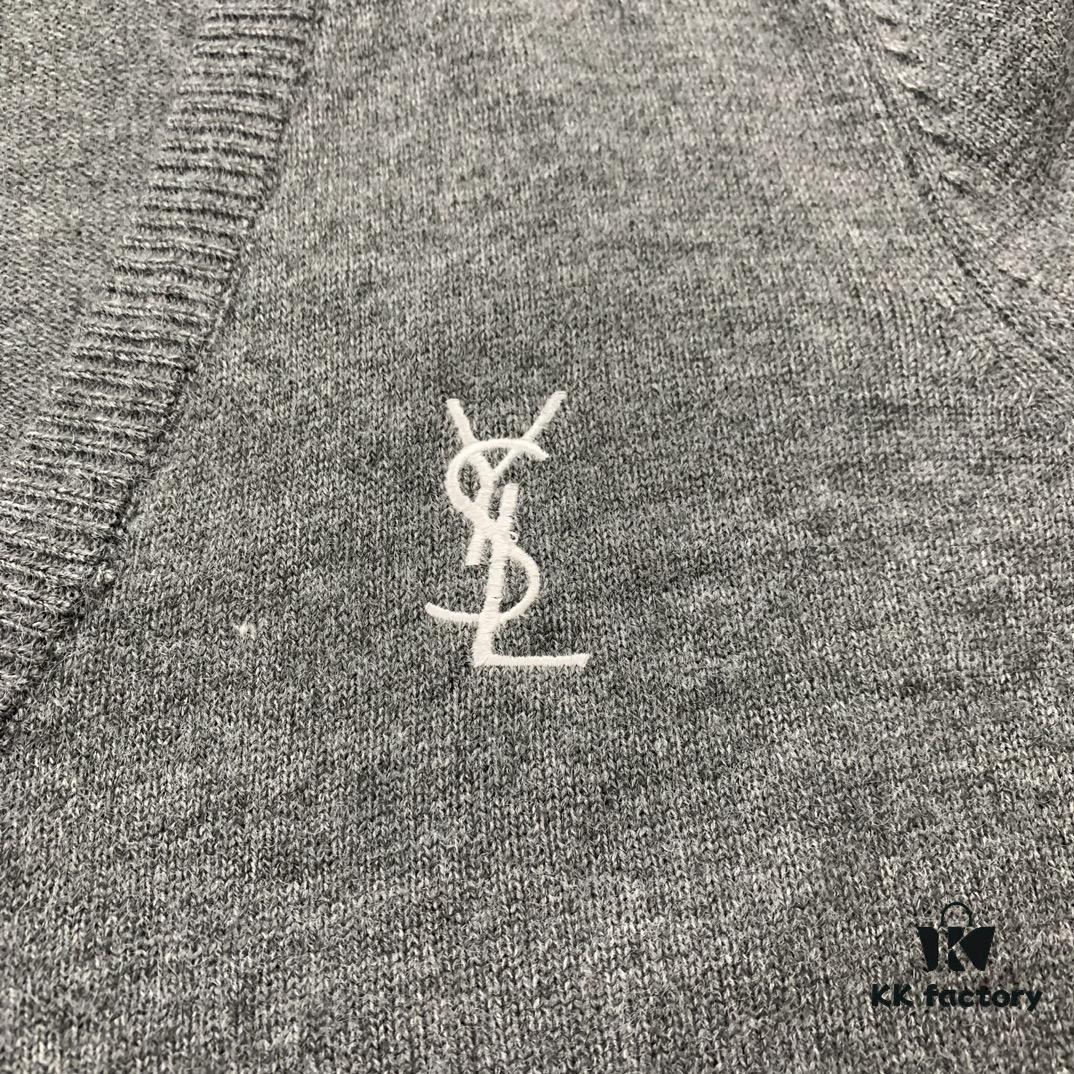 New YSL Saint Laurent 24SS V-Neck Long-Sleeve Knit Shirt Unisex