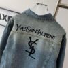 6931a346ccd8ab3d7af977b3 New Saint Laurent YSL Star Sequin Embroidery Distressed Rhinestone Denim Jacket for Men and Women