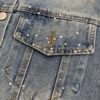 6931a346ccd8ab3d7af977b5 New Saint Laurent YSL Star Sequin Embroidery Distressed Rhinestone Denim Jacket for Men and Women