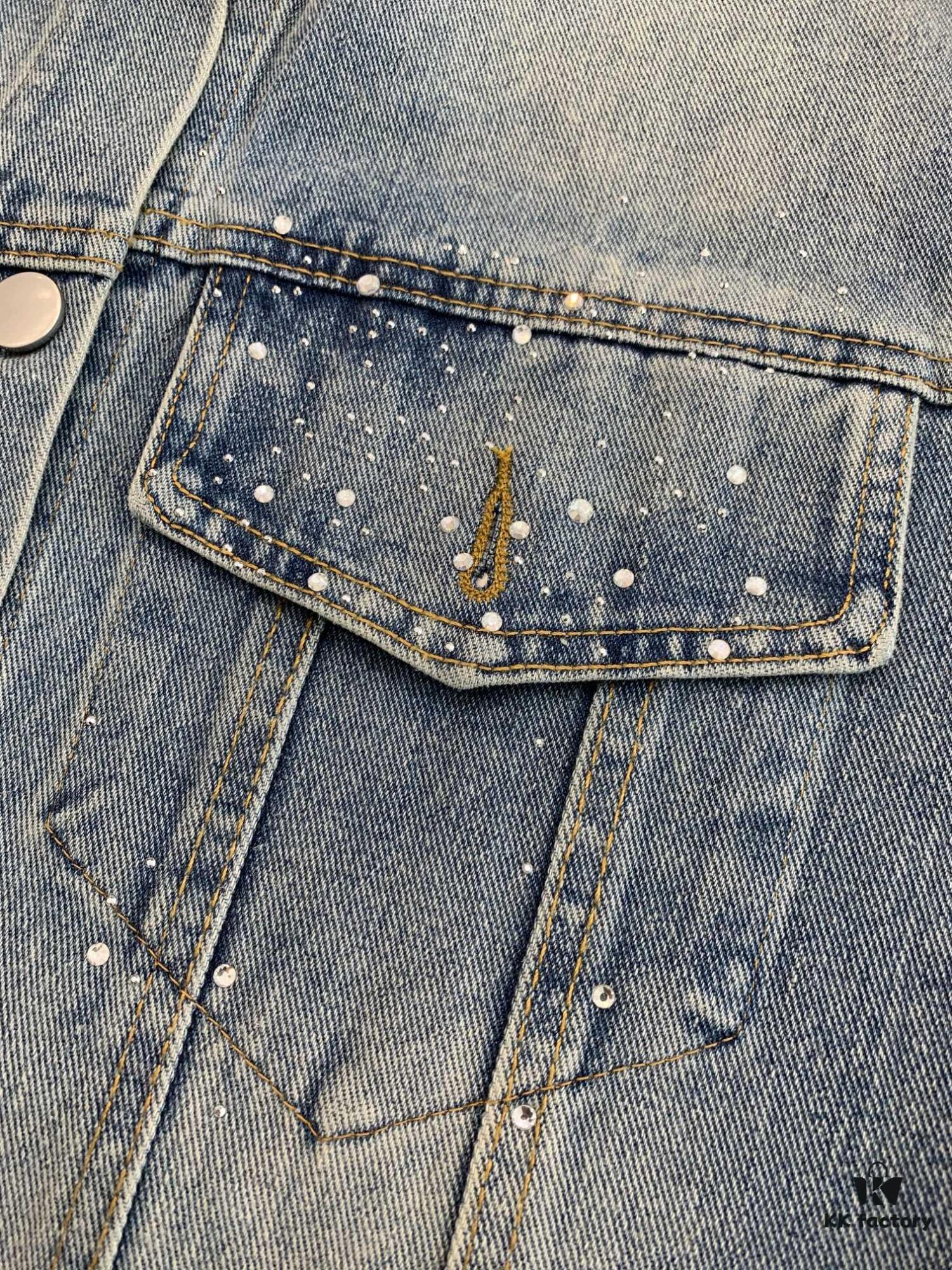 6931a346ccd8ab3d7af977b5 New Saint Laurent YSL Star Sequin Embroidery Distressed Rhinestone Denim Jacket for Men and Women