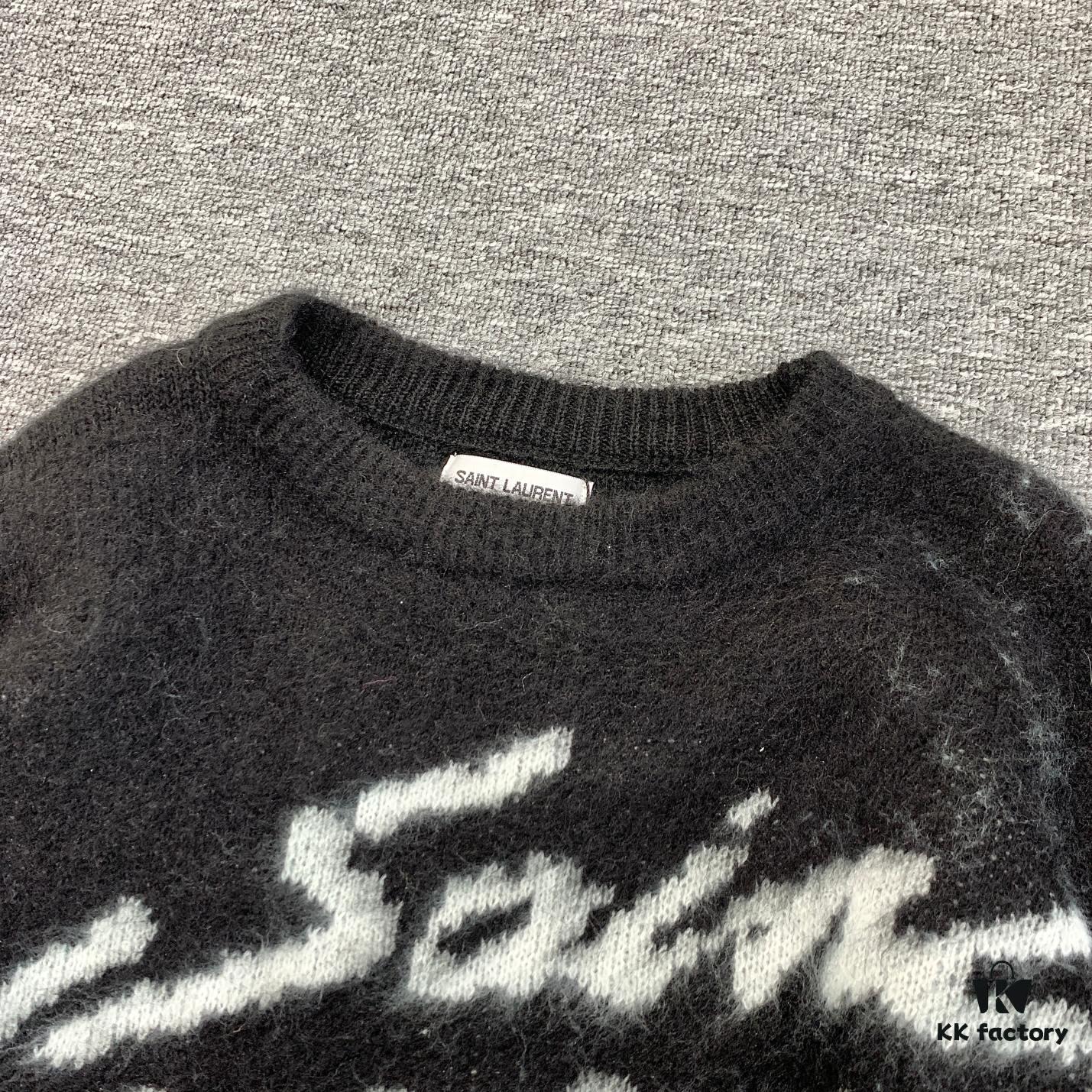 6931a346ccd8ab3d7af977bc New Arrival Saint Laurent SLY Mohair Crew Neck Sweater Unisex