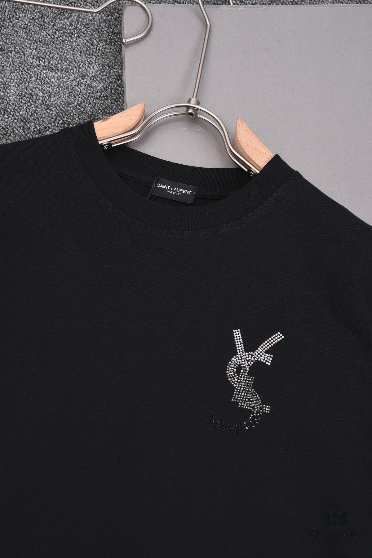 6931a34accd8ab3d7af9780d New Arrival 25S Saint Laurent Rhinestone T-Shirt, Heavyweight Cotton Washed Fabric, Unisex Loose Fit Fashion Tee