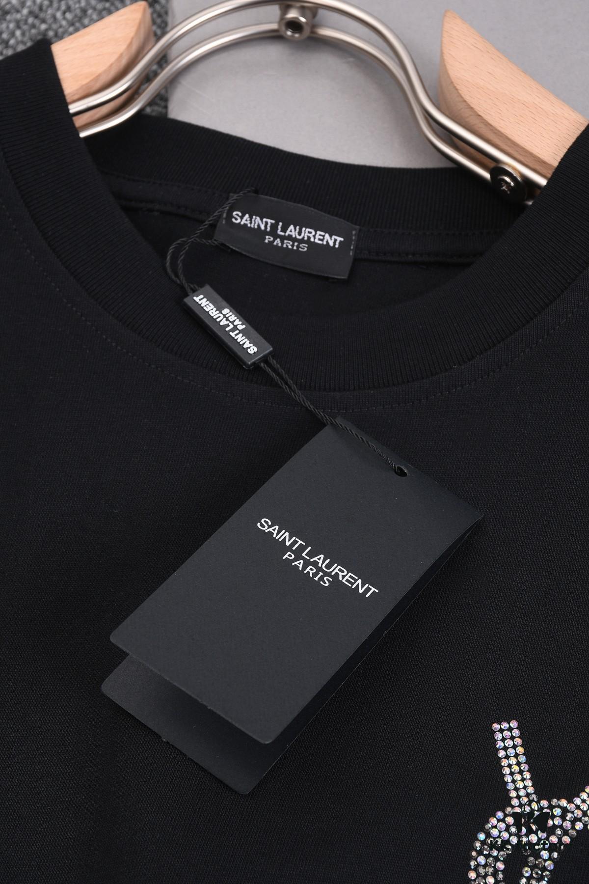 6931a34accd8ab3d7af9780f New Arrival 25S Saint Laurent Rhinestone T-Shirt, Heavyweight Cotton Washed Fabric, Unisex Loose Fit Fashion Tee