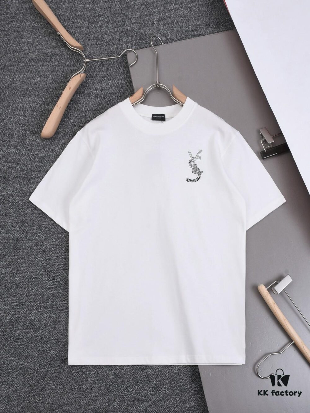 6931a34bccd8ab3d7af97815 New Arrival 25S Saint Laurent Rhinestone T-Shirt, Heavyweight Washed Cotton Unisex Tee