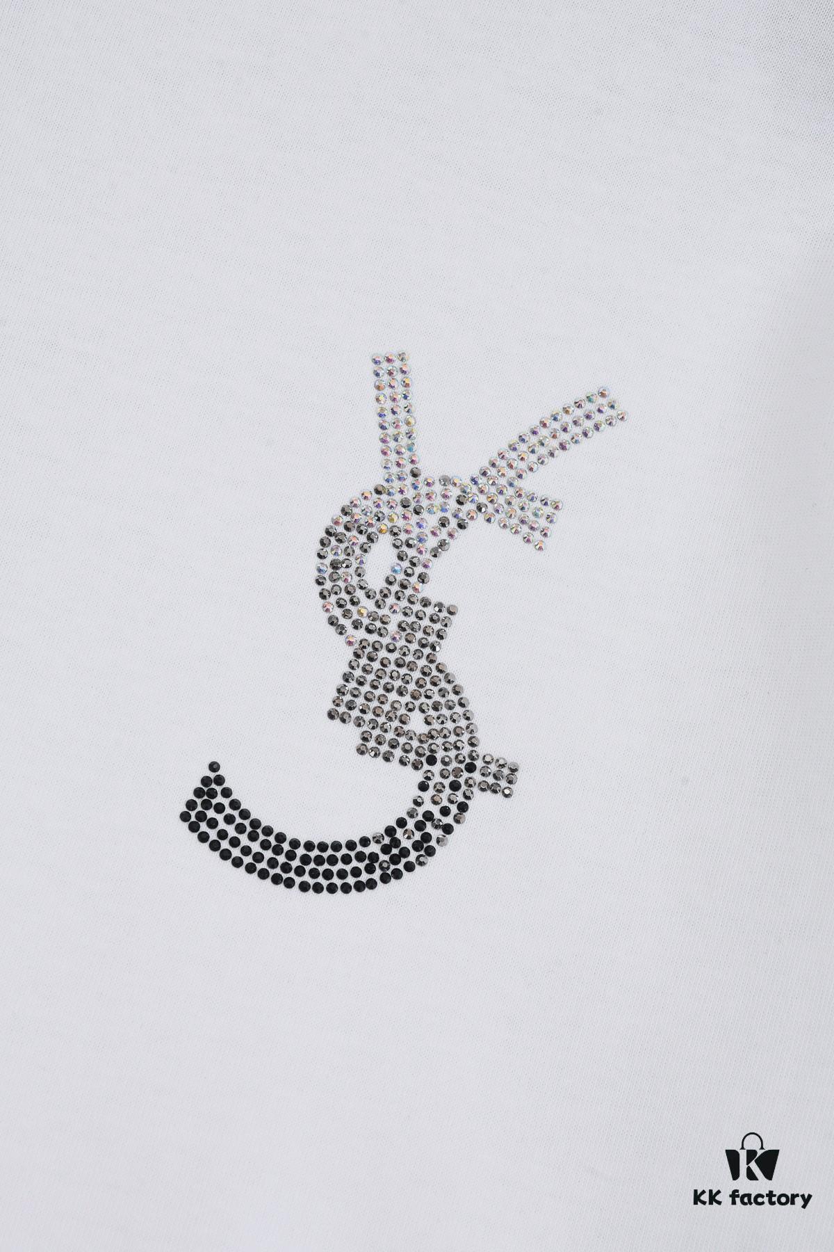 6931a34bccd8ab3d7af97819 New Arrival 25S Saint Laurent Rhinestone T-Shirt, Heavyweight Washed Cotton Unisex Tee