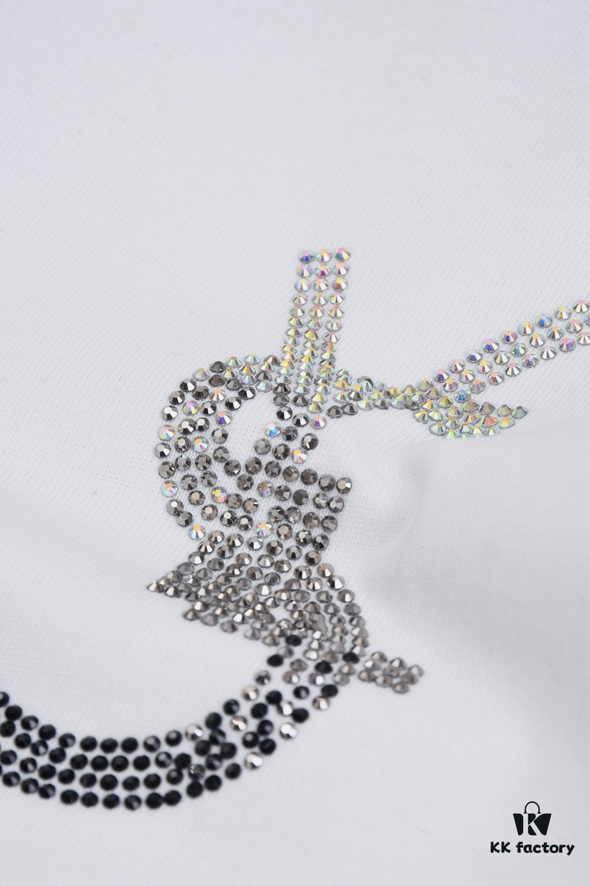 6931a34bccd8ab3d7af9781b New Arrival 25S Saint Laurent Rhinestone T-Shirt, Heavyweight Washed Cotton Unisex Tee