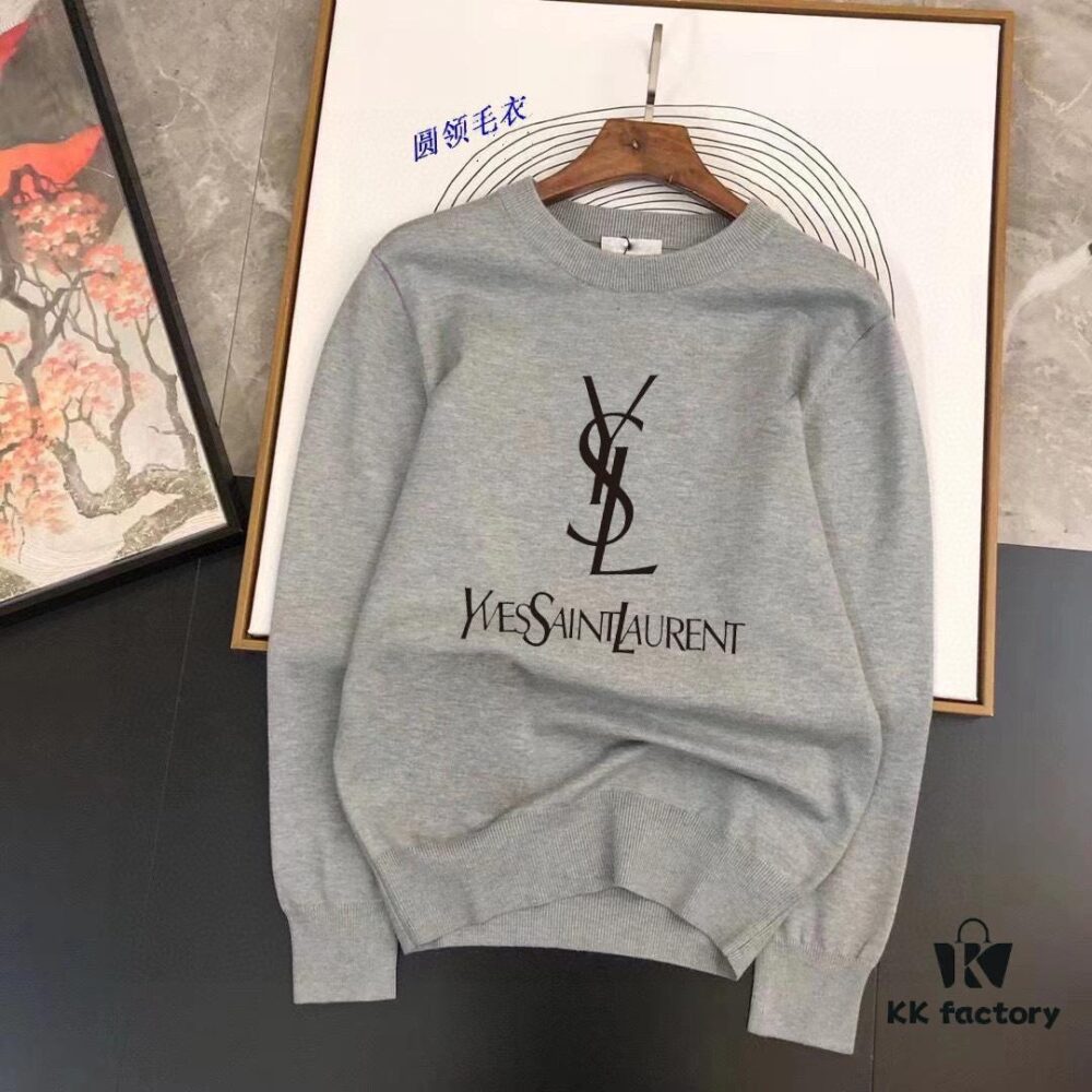 6931a34cccd8ab3d7af97827 YSL Saint Laurent Autumn-Winter Classic Round-Neck Pullover Wool Sweater, 2025 Latest Design, Proportional Fit, Color-Contrast Logo