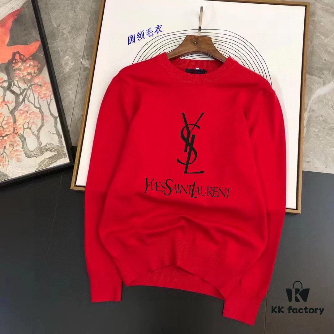 6931a34cccd8ab3d7af97828 YSL Saint Laurent Autumn-Winter Classic Round-Neck Pullover Wool Sweater, 2025 Latest Design, Proportional Fit, Color-Contrast Logo