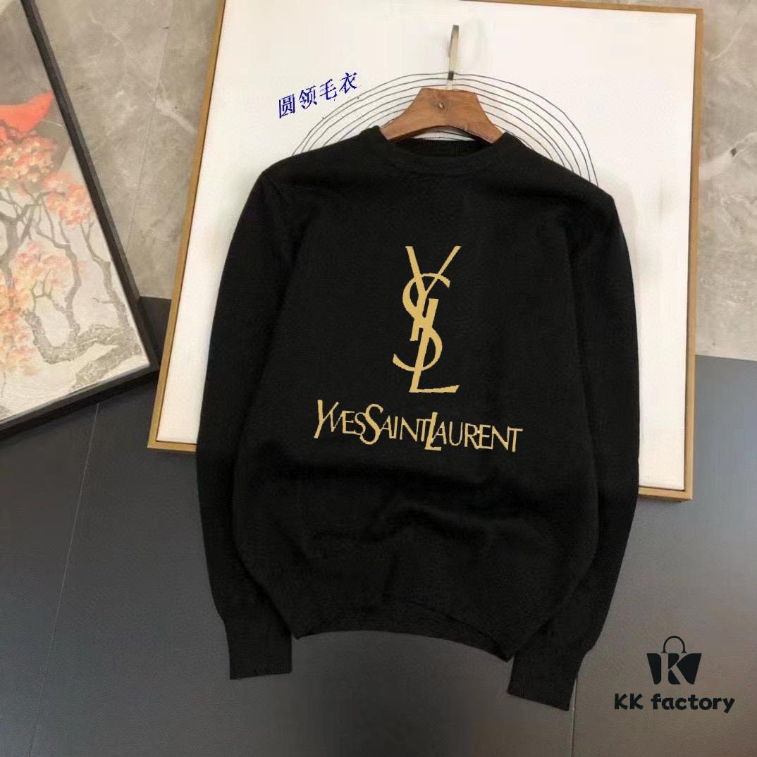 6931a34cccd8ab3d7af9782b YSL Saint Laurent Autumn-Winter Classic Round-Neck Pullover Wool Sweater, 2025 Latest Design, Proportional Fit, Color-Contrast Logo