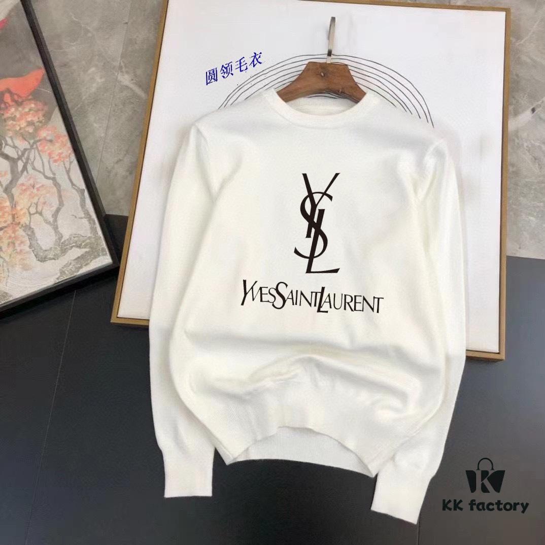 6931a34cccd8ab3d7af9782c YSL Saint Laurent Autumn-Winter Classic Round-Neck Pullover Wool Sweater, 2025 Latest Design, Proportional Fit, Color-Contrast Logo