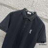 YSL Saint Laurent Short-Sleeve Polo Shirt 2025 Spring/Summer New Arrival Minimalist Letter Embroidery Beaded Fabric Unisex Stand-Collar Polo