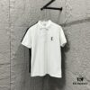 YSL Saint Laurent Short-Sleeve Polo Shirt 2025 Spring/Summer New Arrival Minimalist Letter Embroidery Beaded Fabric Unisex Polo Collar