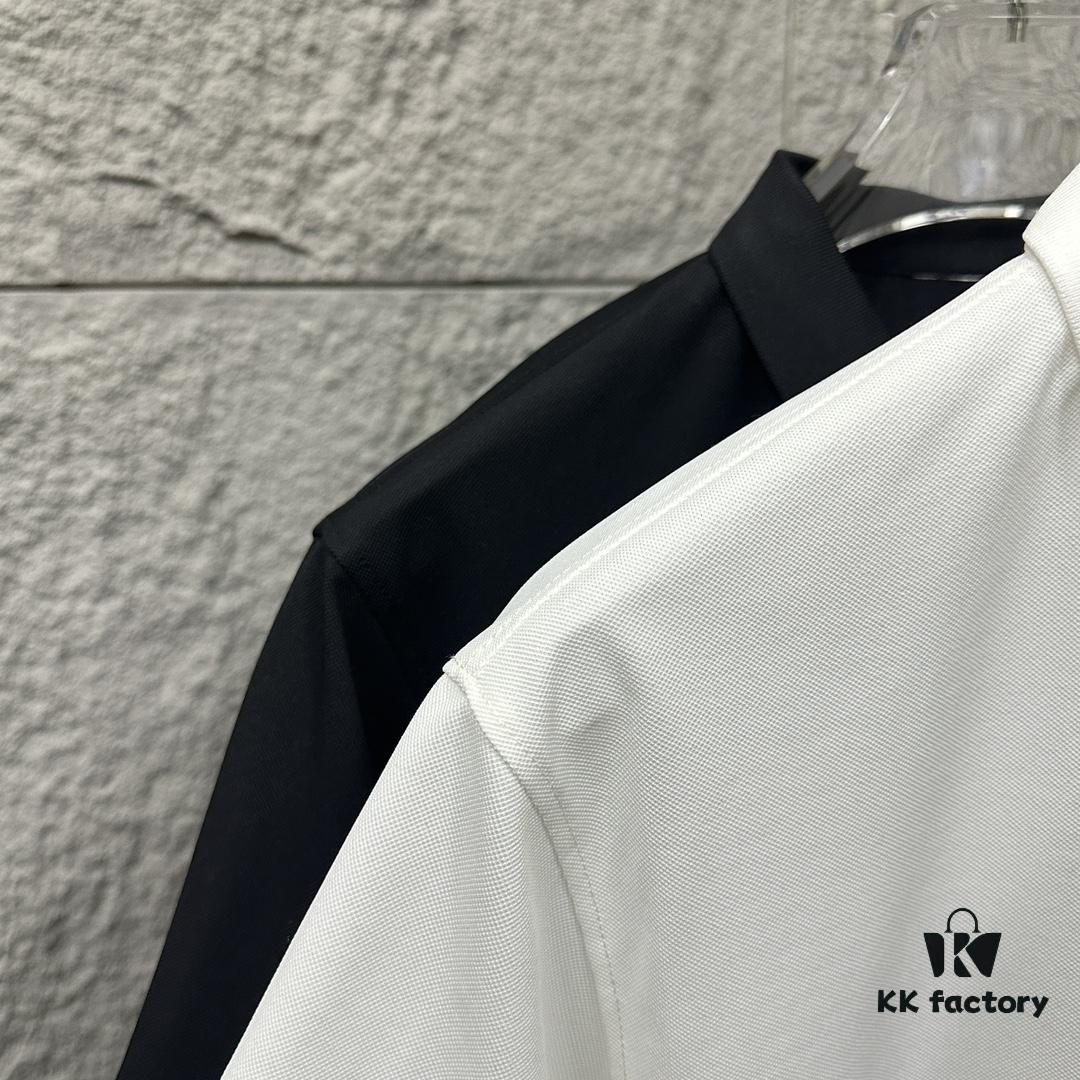 YSL Saint Laurent Short-Sleeve Polo Shirt 2025 Spring/Summer New Arrival Minimalist Letter Embroidery Beaded Fabric Unisex Polo Collar