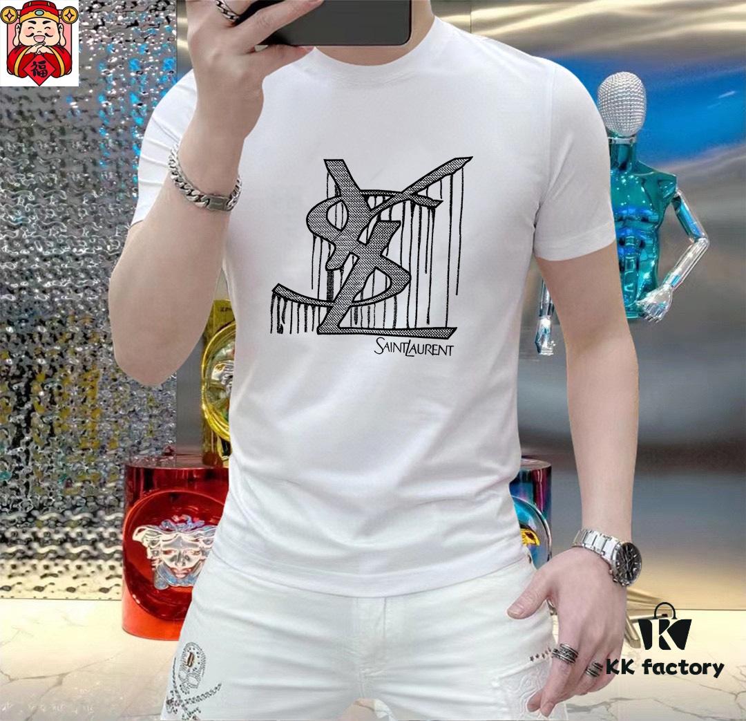 6931a34fccd8ab3d7af9786b YSL Saint Laurent Men's Casual Short-Sleeve T-Shirt, 2025 Spring/Summer New Arrival, Premium Logo Craftsmanship, High-End Silky Cotton Fabric, Stylish and Versatile Design