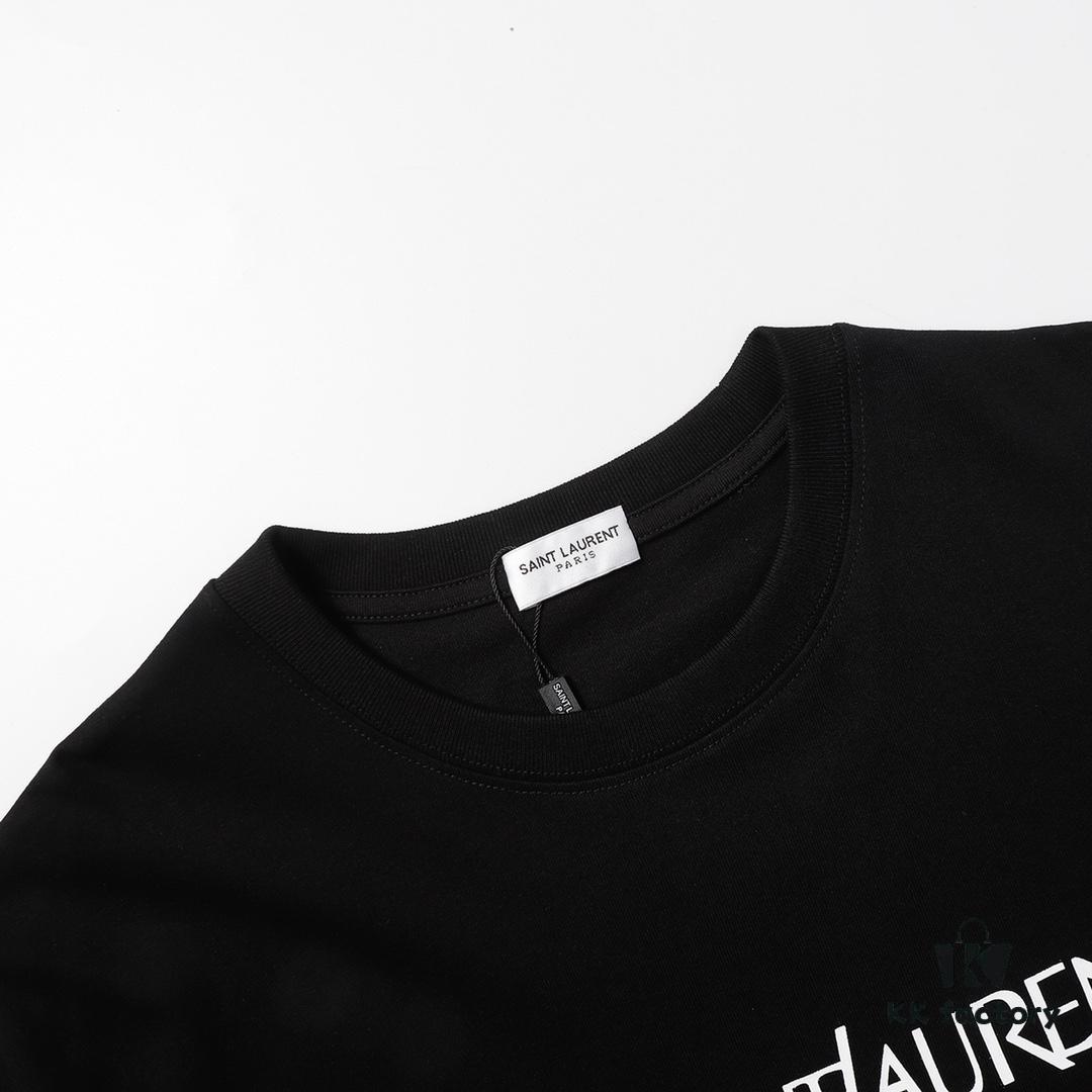 6931a354ccd8ab3d7af978bd Saint Laurent Paris 23SS Color-Block Letter Short Sleeve T-Shirt