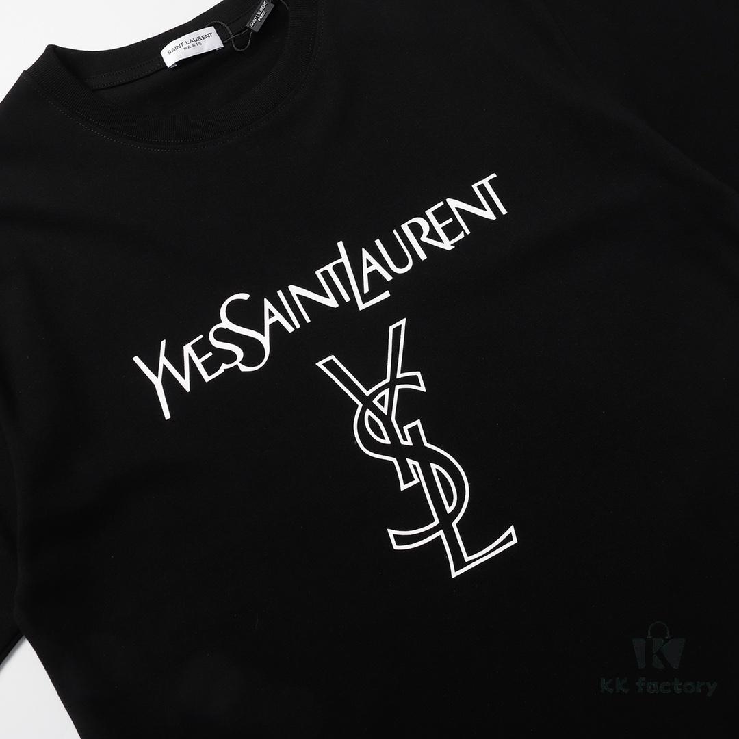 6931a354ccd8ab3d7af978be Saint Laurent Paris 23SS Color-Block Letter Short Sleeve T-Shirt