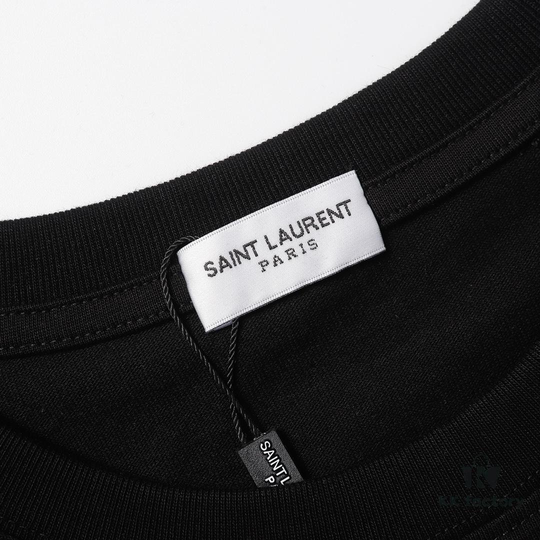 6931a354ccd8ab3d7af978c1 Saint Laurent Paris 23SS Color-Block Letter Short Sleeve T-Shirt