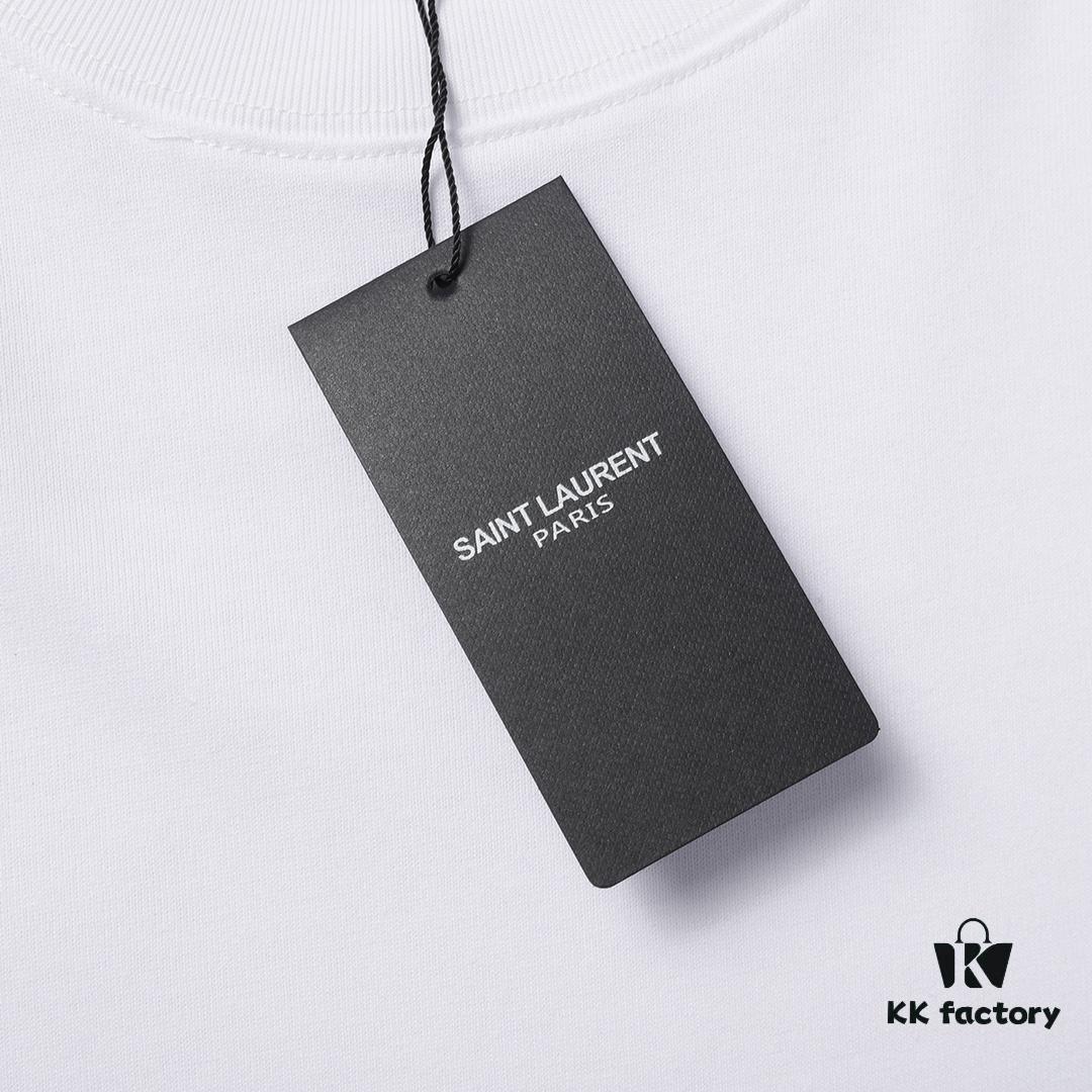 YSL / Saint Laurent Classic Small Logo Embroidered Jacquard Short Sleeve