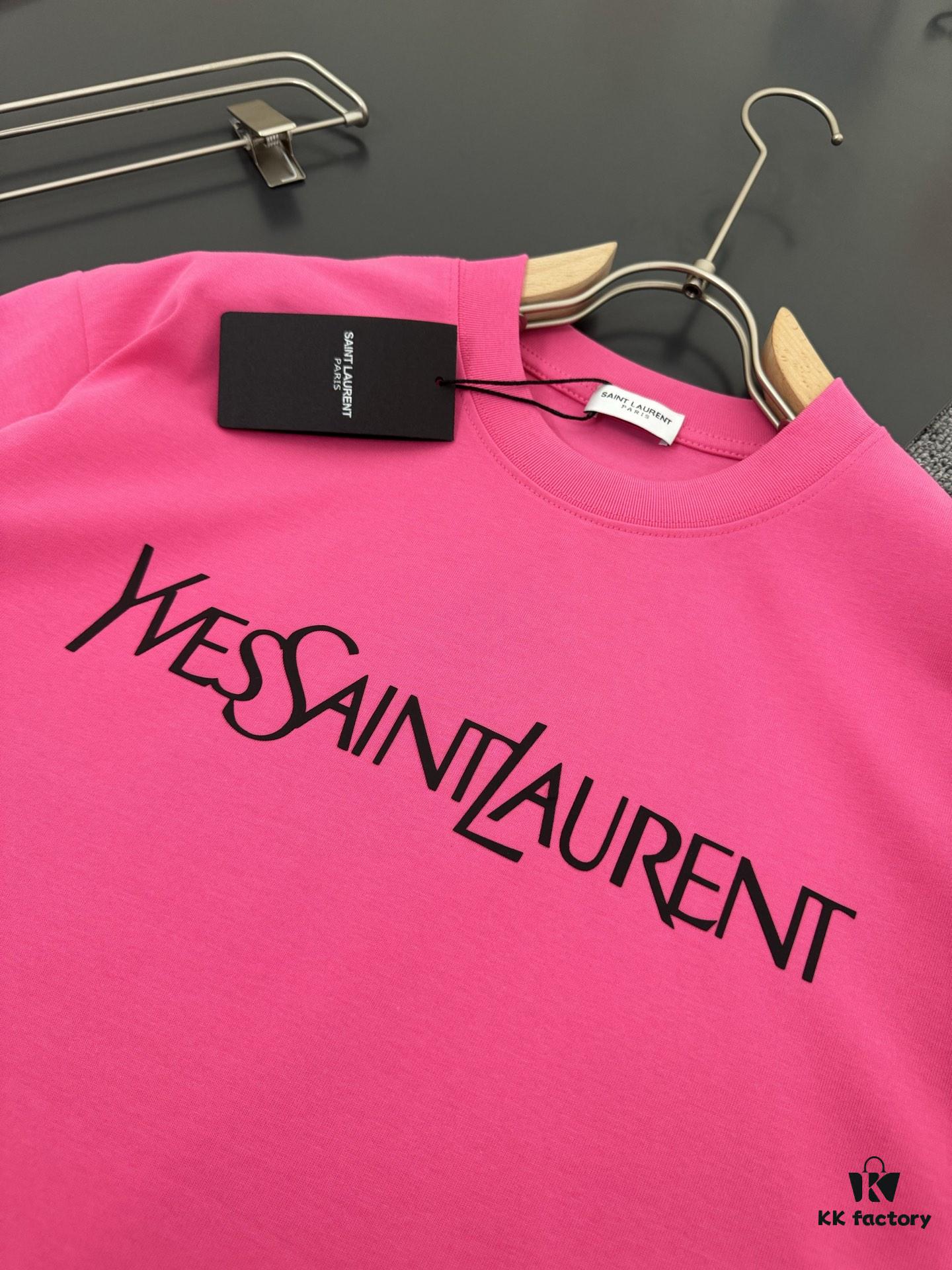 6931a355ccd8ab3d7af978db Yves Saint Laurent *YSL* Saint Laurent 320g Heavyweight Pure Cotton T-Shirt, Thick and Breathable Loose Fit, Logo Print Design, Spring and Summer New Round Neck Fashion Short Sleeve Tee