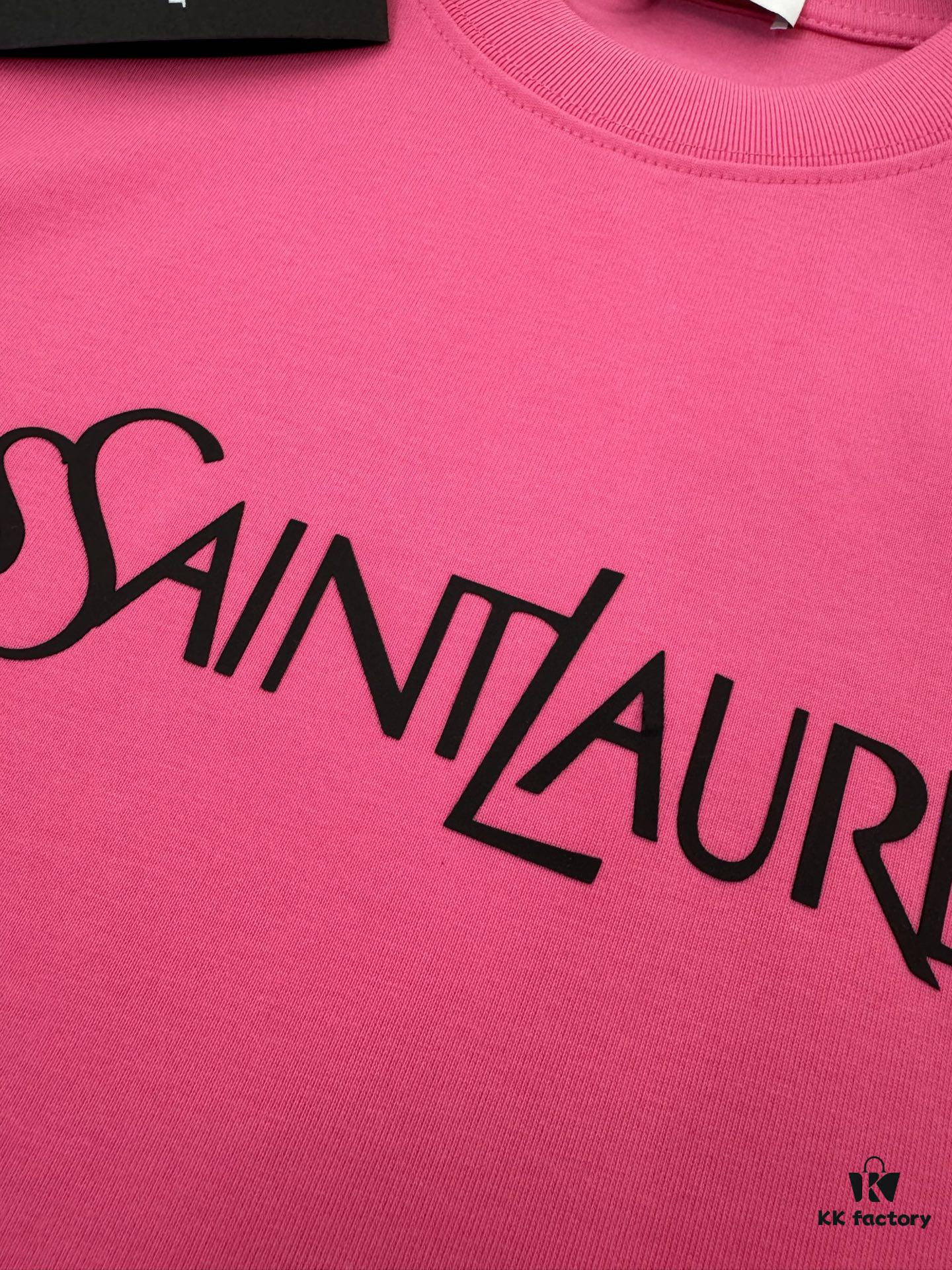 6931a355ccd8ab3d7af978dc Yves Saint Laurent *YSL* Saint Laurent 320g Heavyweight Pure Cotton T-Shirt, Thick and Breathable Loose Fit, Logo Print Design, Spring and Summer New Round Neck Fashion Short Sleeve Tee