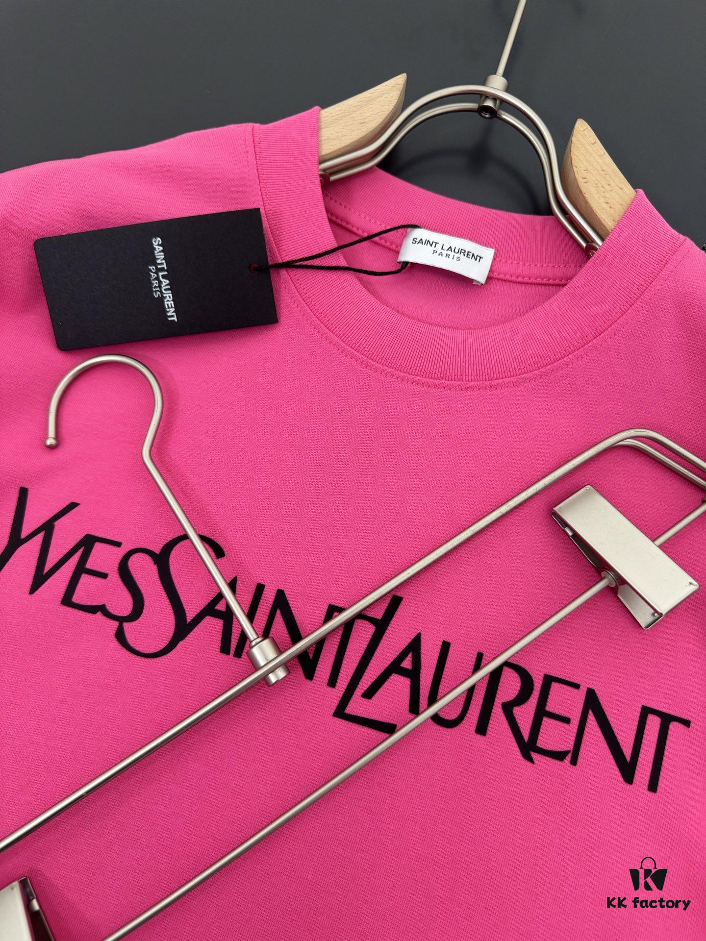 6931a355ccd8ab3d7af978df Yves Saint Laurent *YSL* Saint Laurent 320g Heavyweight Pure Cotton T-Shirt, Thick and Breathable Loose Fit, Logo Print Design, Spring and Summer New Round Neck Fashion Short Sleeve Tee