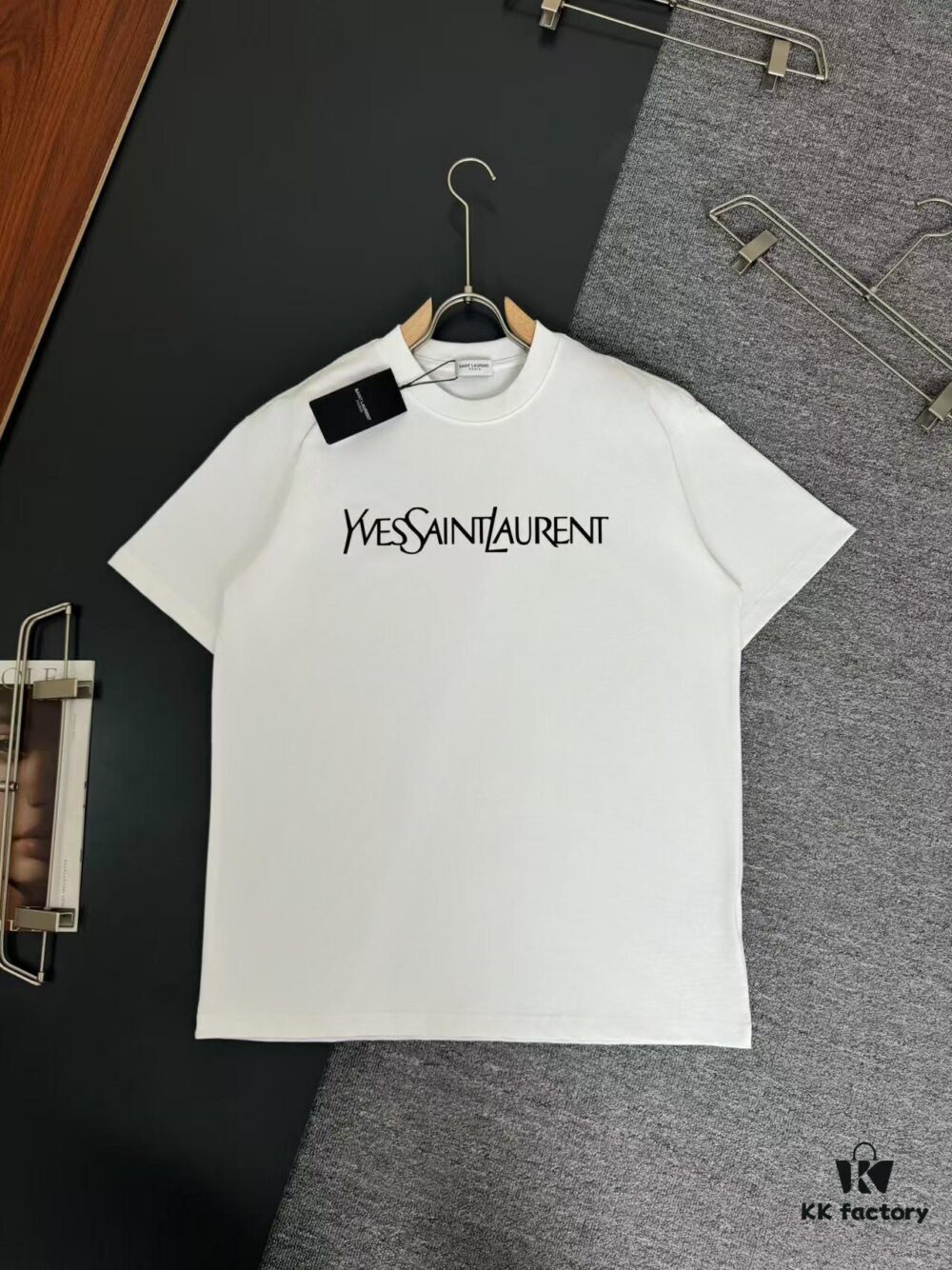 6931a355ccd8ab3d7af978e1 Yves Saint Laurent *YSL* Saint Laurent 320g Heavyweight Cotton T-Shirt with Logo Print, Thick and Breathable Loose-Fit Short-Sleeve Crew Neck Tee for Spring and Summer
