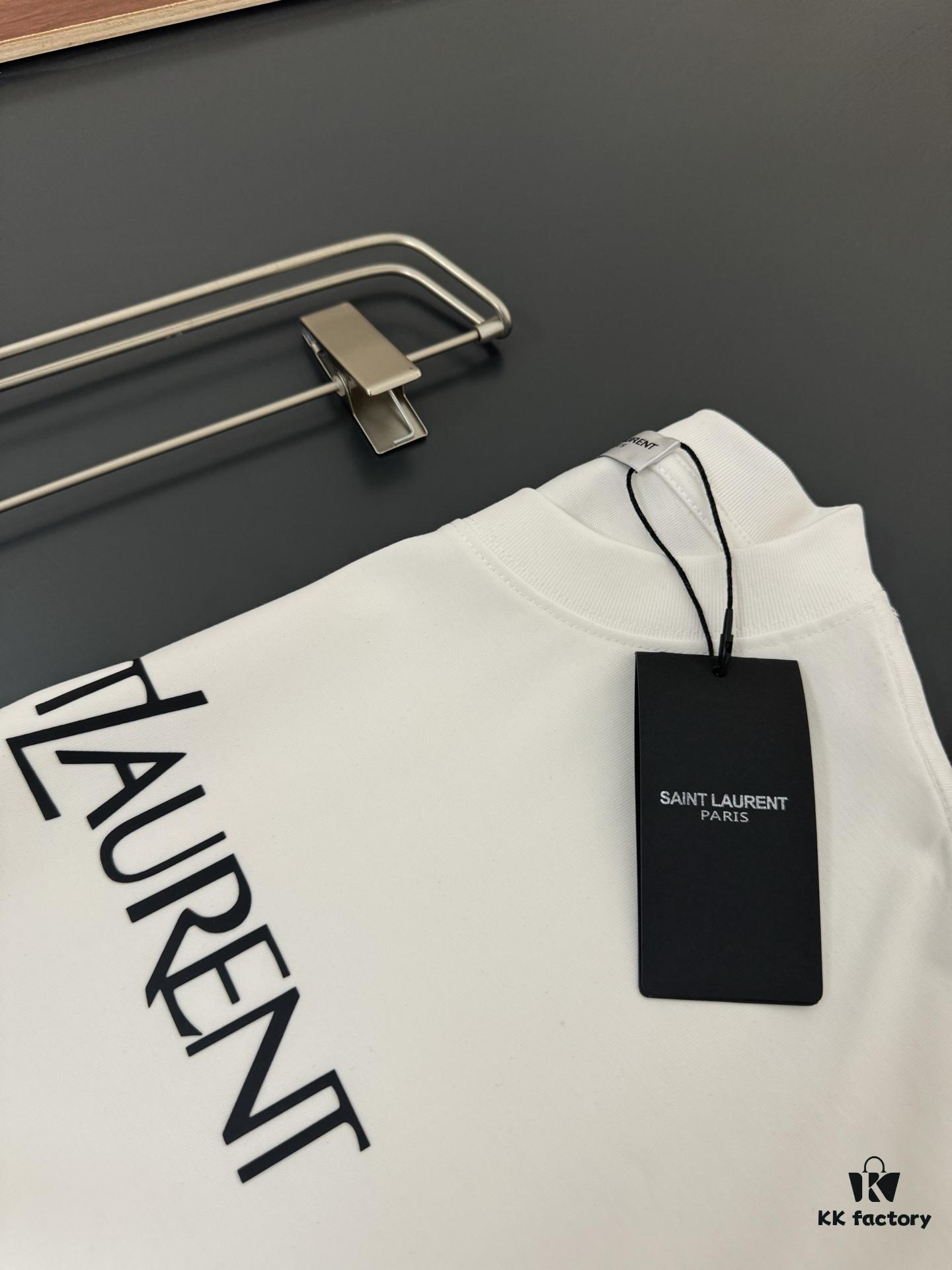 6931a356ccd8ab3d7af978e2 Yves Saint Laurent *YSL* Saint Laurent 320g Heavyweight Cotton T-Shirt with Logo Print, Thick and Breathable Loose-Fit Short-Sleeve Crew Neck Tee for Spring and Summer