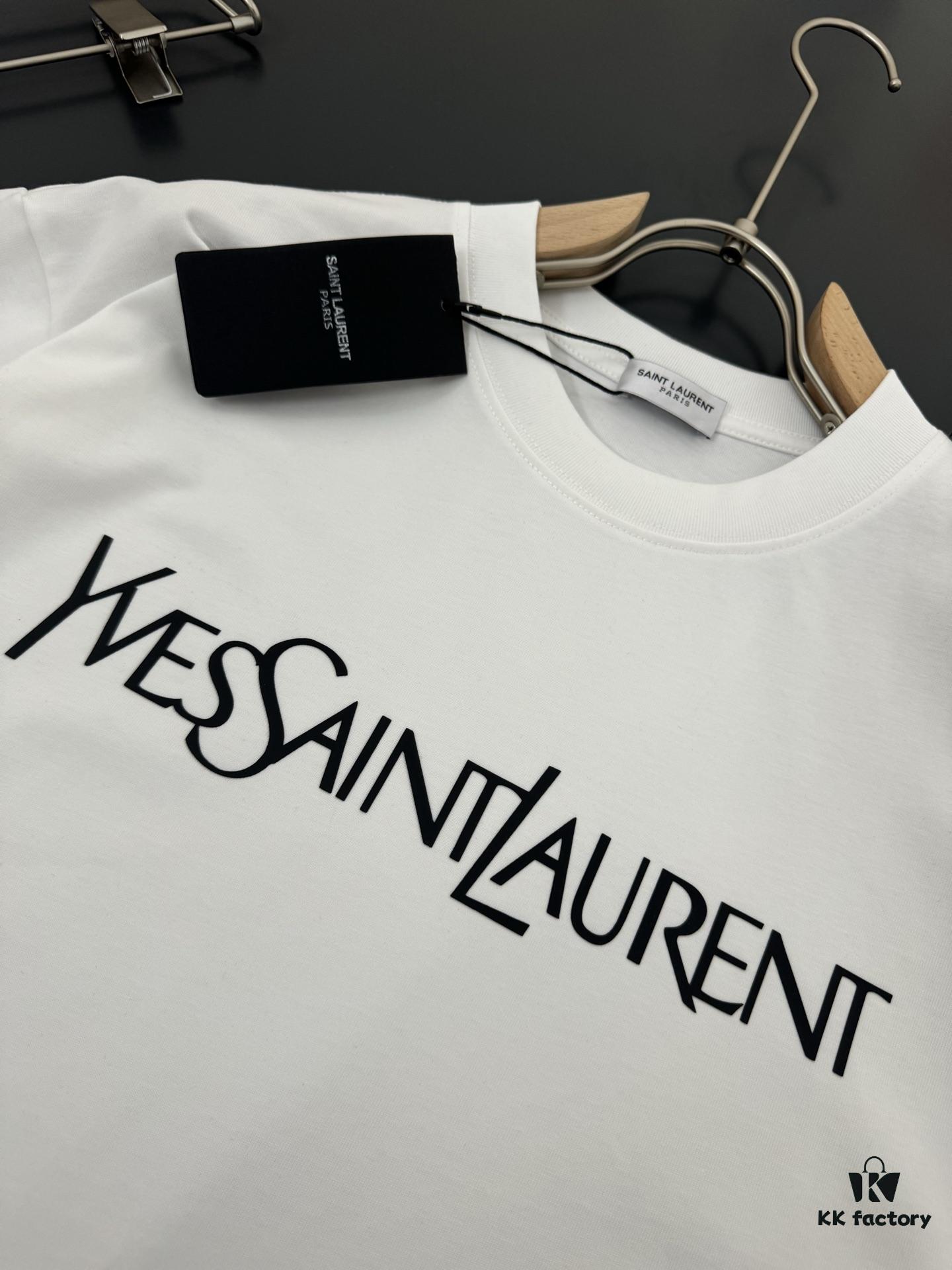 6931a356ccd8ab3d7af978e3 Yves Saint Laurent *YSL* Saint Laurent 320g Heavyweight Cotton T-Shirt with Logo Print, Thick and Breathable Loose-Fit Short-Sleeve Crew Neck Tee for Spring and Summer