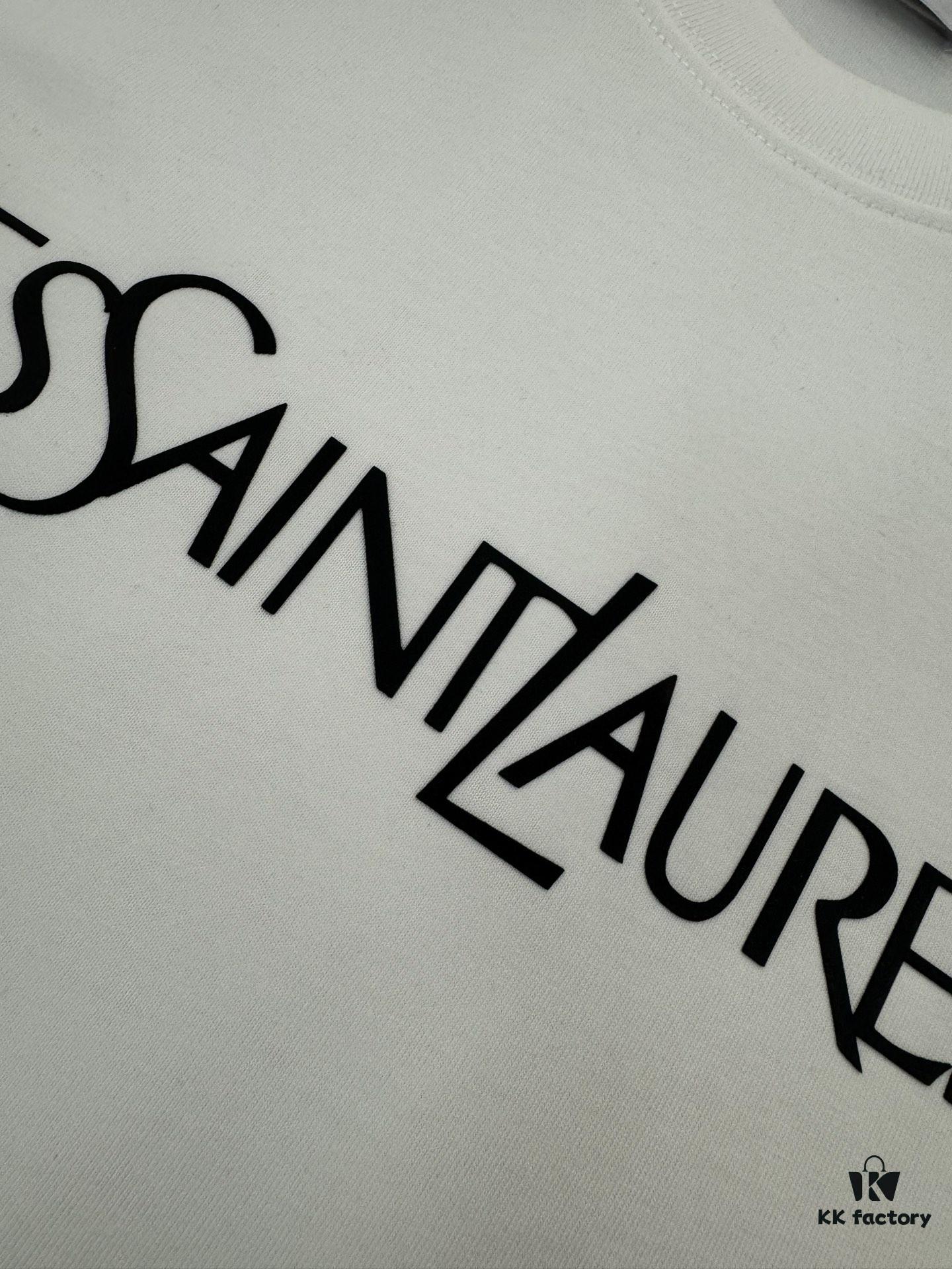 6931a356ccd8ab3d7af978e4 Yves Saint Laurent *YSL* Saint Laurent 320g Heavyweight Cotton T-Shirt with Logo Print, Thick and Breathable Loose-Fit Short-Sleeve Crew Neck Tee for Spring and Summer