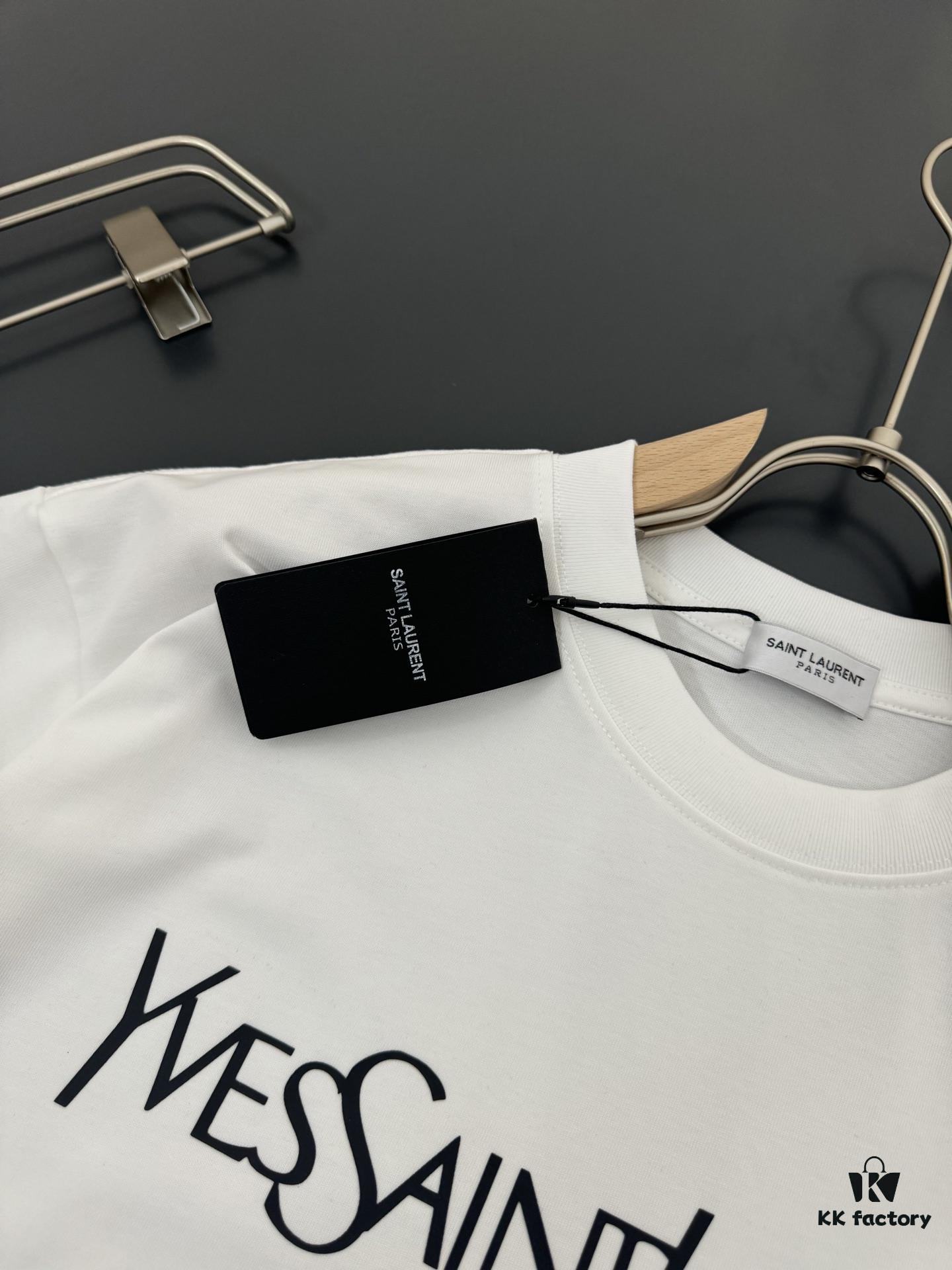 6931a356ccd8ab3d7af978e5 Yves Saint Laurent *YSL* Saint Laurent 320g Heavyweight Cotton T-Shirt with Logo Print, Thick and Breathable Loose-Fit Short-Sleeve Crew Neck Tee for Spring and Summer