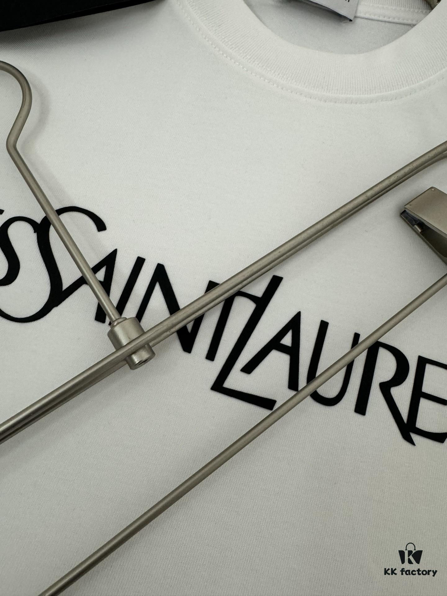 6931a356ccd8ab3d7af978e7 Yves Saint Laurent *YSL* Saint Laurent 320g Heavyweight Cotton T-Shirt with Logo Print, Thick and Breathable Loose-Fit Short-Sleeve Crew Neck Tee for Spring and Summer