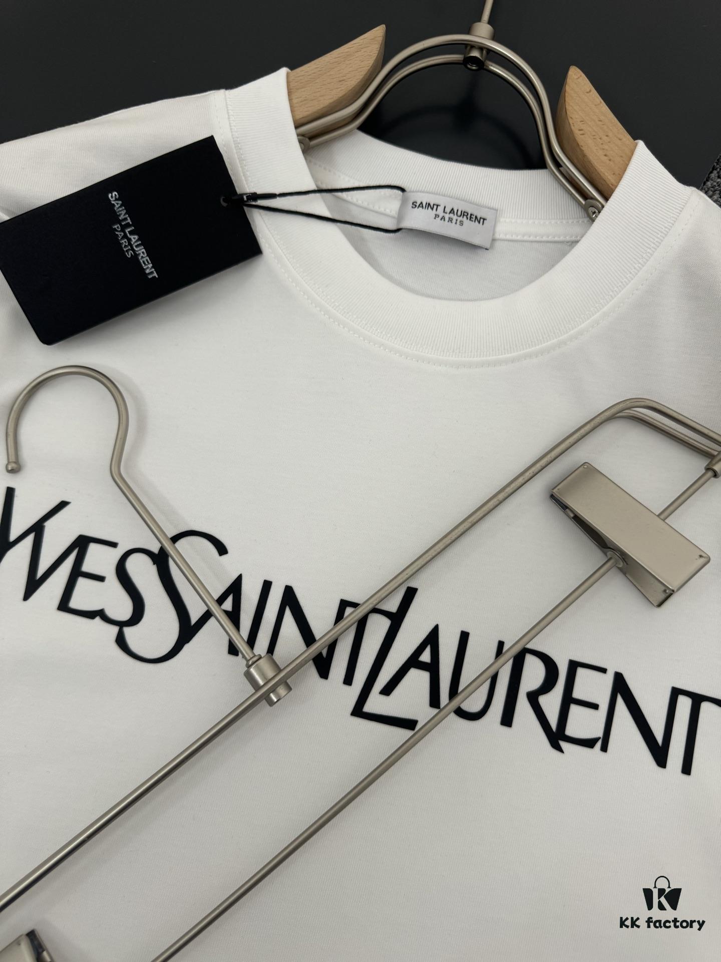 6931a356ccd8ab3d7af978e8 Yves Saint Laurent *YSL* Saint Laurent 320g Heavyweight Cotton T-Shirt with Logo Print, Thick and Breathable Loose-Fit Short-Sleeve Crew Neck Tee for Spring and Summer