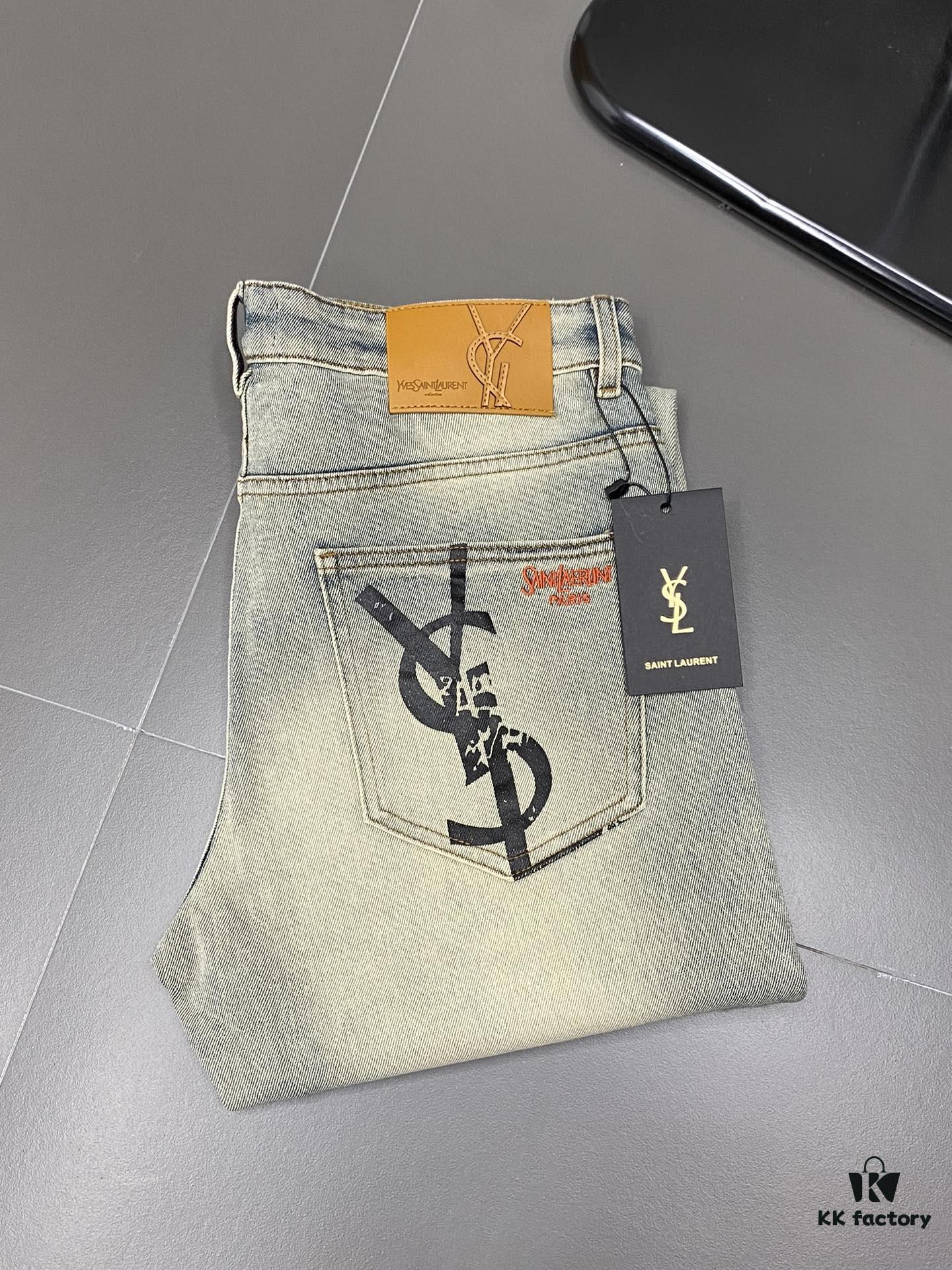 6931a356ccd8ab3d7af978e9 SAINT LAURENT YSL Exclusive New Arrival Casual Jeans High-End Version