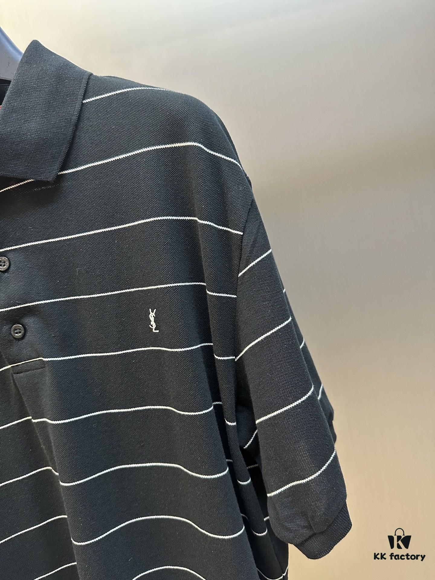 6931a357ccd8ab3d7af978fd Saint Laurent Embroidered Striped Polo Shirt