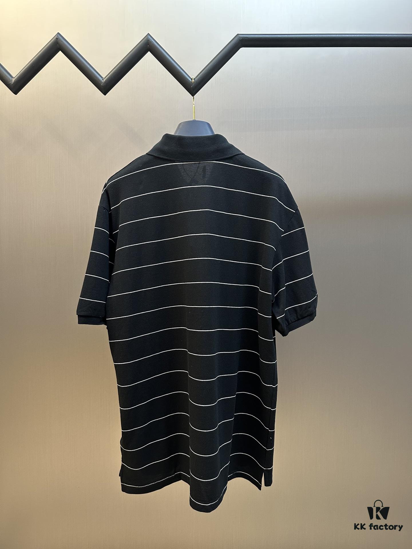 6931a357ccd8ab3d7af978fe Saint Laurent Embroidered Striped Polo Shirt