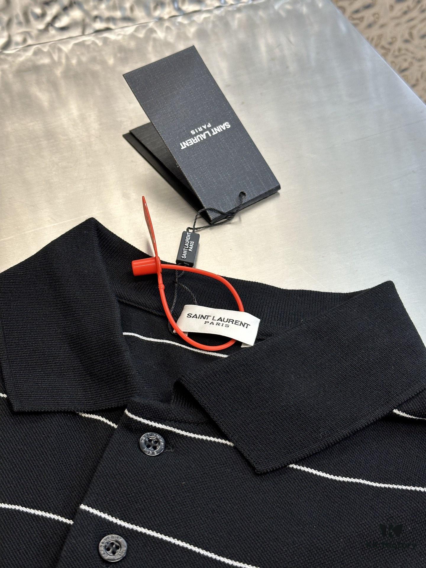 6931a357ccd8ab3d7af978ff Saint Laurent Embroidered Striped Polo Shirt