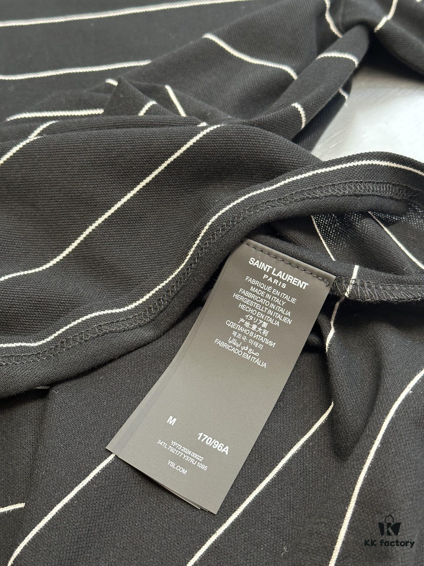 6931a357ccd8ab3d7af97903 Saint Laurent Embroidered Striped Polo Shirt