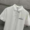 YSL Saint Laurent Short-Sleeve Polo 2025 Spring/Summer New Arrival Minimalist Letter Embroidery Beaded Fabric Unisex Stand-Collar Polo