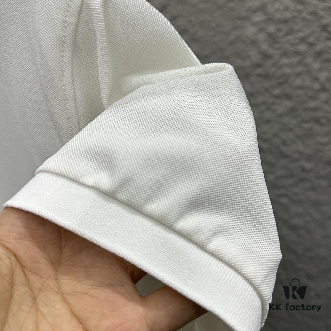 YSL Saint Laurent Short-Sleeve Polo 2025 Spring/Summer New Arrival Minimalist Letter Embroidery Beaded Fabric Unisex Stand-Collar Polo